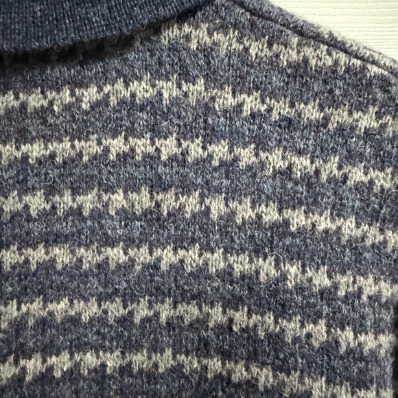 Eddie Bauer Navy Charcoal 100% Wool Collared Cardigan Fall Heritage Fisherman - Picture 7 of 7